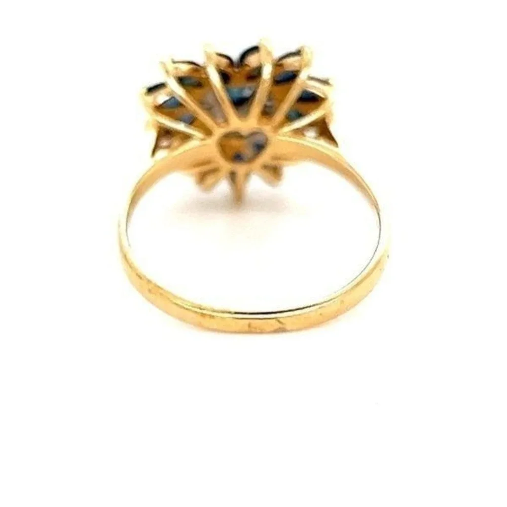 Gorgeous 14K‎ Gold Diamonds & Sapphires Heart Ring